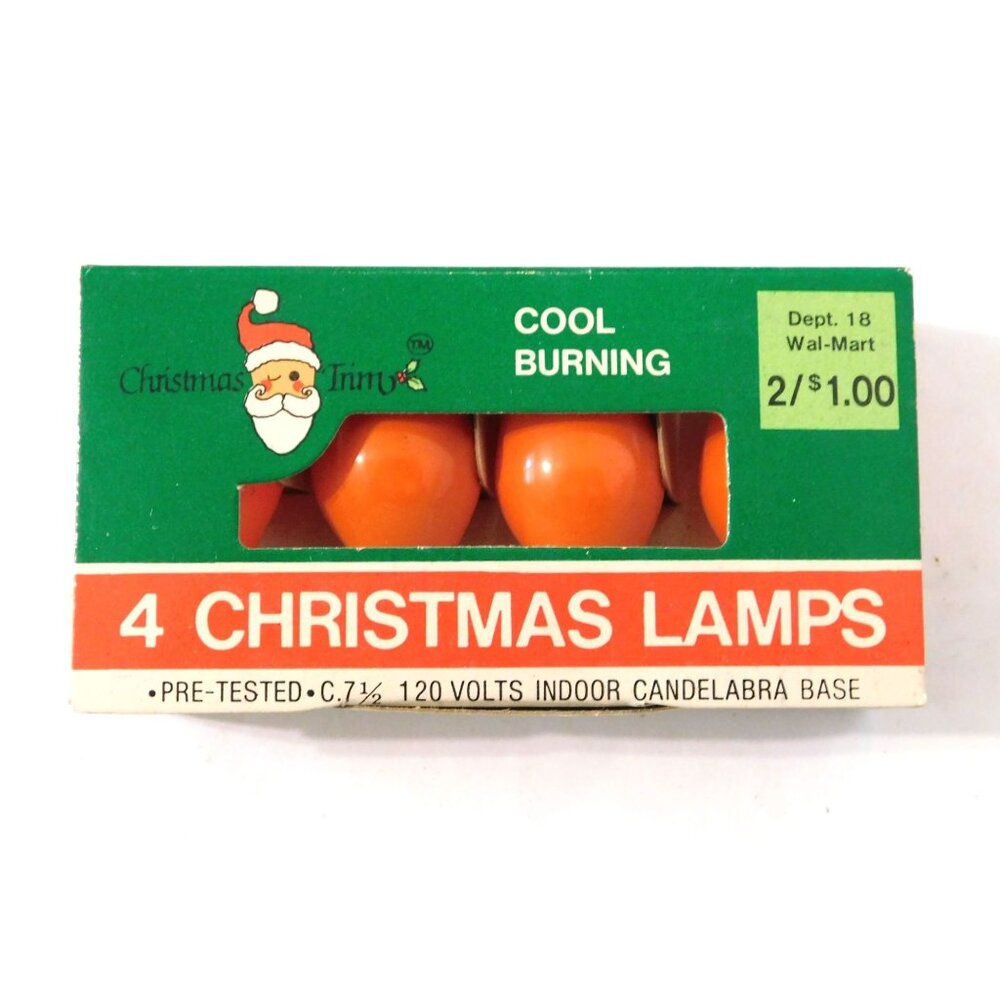 Vintage Christmas Orange Lamps Bulbs C7.5 120V Indoor Candelabra Base Pre-Tested